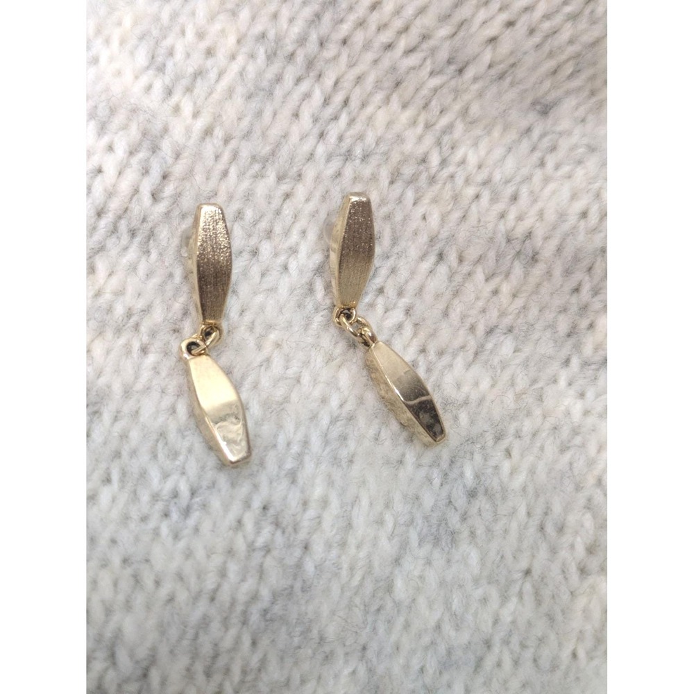 Vintage Napier Drop Bar Earrings Gold Tone Small Minimalist Dangle Signed